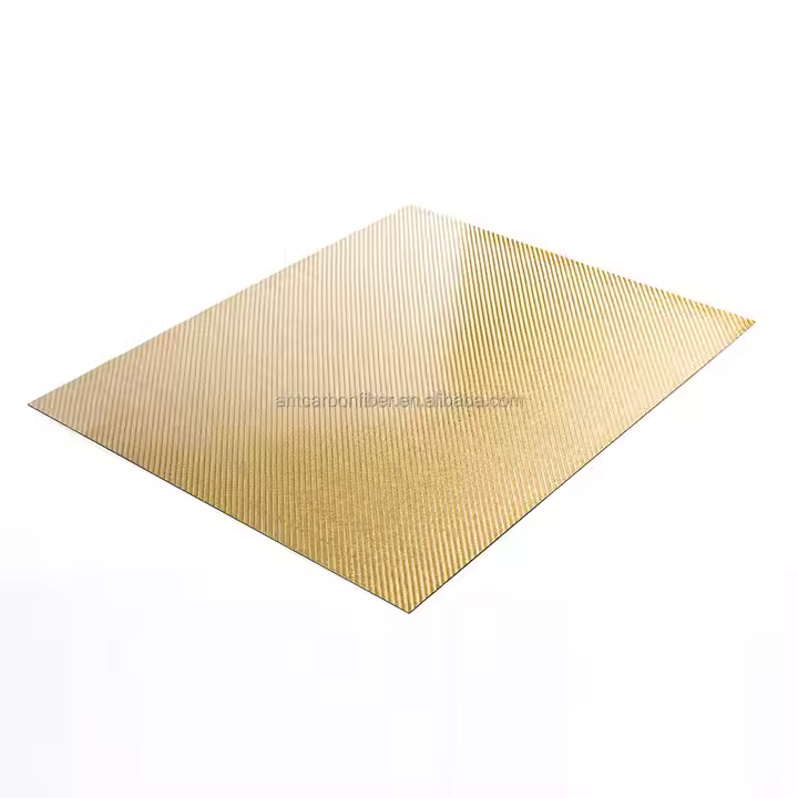 Golden Carbon Fiber Sheet Braces Carbon Fiber Sheet 400x600 3mm Glossy / Matte Custom Size Surface Finish (ISO 9001 Certified)