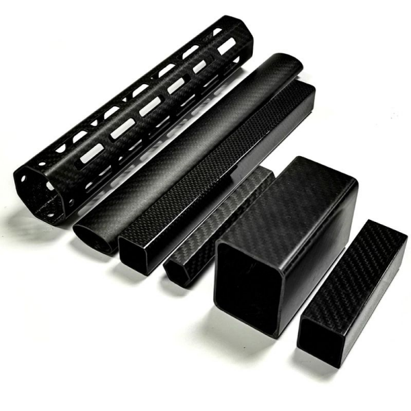 High-performance carbon fiber forged tubing close-up view